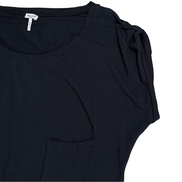 Splendid size medium thin solid black short sleeve midi dress, scoop neck, EUC - Picture 7 of 16